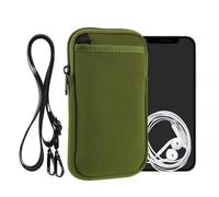 kwmobile Custodia Neoprene con Zip per Smartphone XL - 6,7/6,8" - Portacellulare a Tracolla - Porta Cellulare da Collo Universale - Verde Oliva