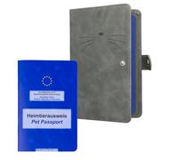 kwmobile Custodia Passaporto Europeo Animali Domestici - Cover Porta Documenti Cane Gatto - Porta Carta Identità - Portadocumenti Pelle Nubuck Muso Felino