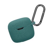 kwmobile Custodia per JBL Tune Flex Cover - Protezione Auricolari Wireless in Silicone - Antigraffio e Antiurto con Moschettone - Rilievo Petrolio
