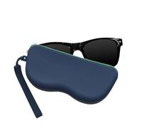 kwmobile Custodia per Occhiali da Sole da Appendere - Morbida Pochette da agganciare alla Borsa - Astuccio con Cerniera per Occhiali - Blu Scuro/Verde
