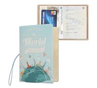 kwmobile Custodia per Passaporto - Porta Passaporto con Chiusura di Sicurezza ad Elastico - Protezione per Documenti - blu chiaro/bianco/verde