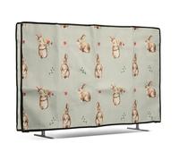 kwmobile Custodia per Schermo Compatibile con 49-50" TV - Copri Schermo Televisore - Copertura Antipolvere in Lino - Conigli e Fiori