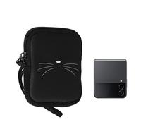 kwmobile Custodia per Smartphone Pieghevole XXS - 3/3,5" - Astuccio Portacellulare a Sacchetto XXS - Protezione in Neoprene con Cerniera - Muso Felino
