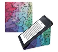 kwmobile Custodia protettiva in ecopelle per e-reader Kobo Libra 2 - Custodia a libro per e-reader in fucsia/blu/verde - Gioco di Colore