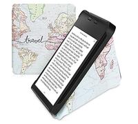 kwmobile Custodia protettiva in ecopelle per e-reader Kobo Libra 2 - Custodia a libro per e-reader in nero/multicolore - Mappa del mondo