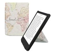 kwmobile Custodia protettiva in ecopelle per e-reader Pocketbook Verse/Verse Lite/Pro/Color/Vivlio Light HD - Custodia a libro per e-reader in nero/multicolore - Mappa del mondo