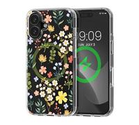 kwmobile Custodia Rigida Trasparente per Apple iPhone 17 Cover - Compatibile con MagSafe - Protezione Extra con Bordi in TPU - Fiori Incantevoli
