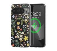 kwmobile Custodia Rigida Trasparente per Google Pixel 10 PRO XL Cover - Compatibile con MagSafe - Protezione Extra con Bordi in TPU - Fiori Incantevoli
