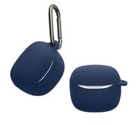 kwmobile Custodia Silicone Cuffie Compatibile con JBL Tune Flex 2 Cover - Custodia Porta Auricolari con Moschettone - Case blu scuro