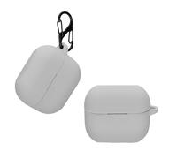 kwmobile Custodia Silicone Cuffie Compatibile con Samsung Galaxy Buds 3 / Galaxy Buds 3 Pro Cover - Custodia Porta Auricolari con Moschettone - Case grigio