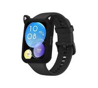 kwmobile Custodia Smartwatch Compatibile con Huawei Watch Fit 2 Cover - Protezione Orologio - Design Orecchie da Gatto - Silicone nero/rosa