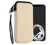 kwmobile Custodia Tela con Zip per Smartphone XXL - 7" - Astuccio Porta Cellulare con Chiusura a Cerniera - Pochette Telefono Crema