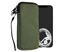 kwmobile Custodia Tela con Zip per Smartphone XXL - 7" - Astuccio Porta Cellulare con Chiusura a Cerniera - Pochette Telefono Verde Oliva