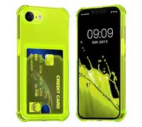kwmobile Custodia Trasparente Compatibile con Apple iPhone 17e / iPhone 16e Cover - Protezione Paraurti in TPU Morbido - Case Antiurto con Porta Carte di Credito - giallo radiante/trasparente