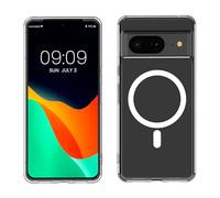 kwmobile Custodia Trasparente con Cerchio Magnetico Integrato Compatibile con Google Pixel 8 - Cover Ricarica Wireless Antiurto Bordi Rinforzati TPU