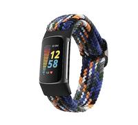 kwmobile Fascia compatibile con Fitbit Charge 5 - Cinturino Smart-Watch Fitness-Tracker Nylon blu scuro/giallo/grigio ca.