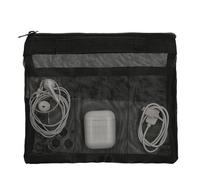 kwmobile Organizer da Viaggio in Rete - Bustina Portatutto Donna e Uomo - Pochette Trasparente con Cerniera - Astuccio per Power Bank Cavo Ricarica e Accessori Smartphone - Nero