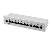 kwmobile Patch Panel 12 Porte 1 Gbit/s - Pannello Patch Cat 6 schermato -Distributore Cat6 con Cavo per Messa a Terra e Kit per Montaggio - Grigio