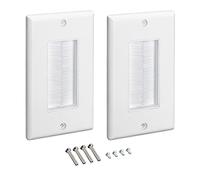 kwmobile Placca Passa-cavi - 2x Coperture Spazzola Passaggio Fili Elettrici - Cornice Copertura per Fori Pareti e Scrivania - Passa-cavo Bianco/Bianco