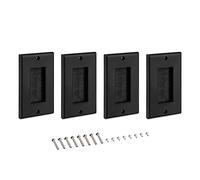 kwmobile Placca Passa-cavi - 4x Coperture Spazzola Passaggio Fili Elettrici - Cornice Copertura per Fori Pareti e Scrivania - Passa-cavo Nero/Nero
