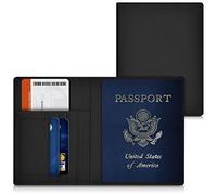 kwmobile Porta passaporto in pelle sintetica - Scomparti carte foderina per passaporto in similpelle - Custodia porta documento nero