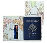 kwmobile Porta passaporto in pelle sintetica - Scomparti carte foderina per passaporto in similpelle - Custodia porta documento - nero/multicolore Mappa del mondo
