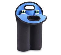 kwmobile Set 1x Borsa Porta Bottiglie Two Pack in Neoprene nero/blu scuro - Bottle Cooler Raffreddante 2x Bottiglia 500ml - Contenitore Portabottiglie Termico