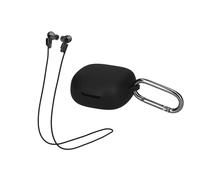 kwmobile Set 2in1 Custodia Silicone Cuffie In Ear Laccio Anti Smarrimento per Auricolari Compatibile con JBL Live Pro Plus - nero/nero