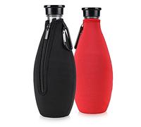 kwmobile Set 2x Borsa Termica Porta Bottiglie Compatibile con Soda Stream Bottle 615ml - Cooler Raffreddante Termico con Cerniera Zip - Neoprene nero/rosso