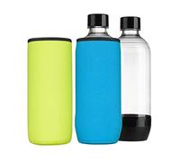 kwmobile Set 2X Borsa Termica Porta Bottiglie Compatibile con Soda Stream Duo/Terra - Cooler Raffreddante Termico - Neoprene Blu Chiaro/Giallo