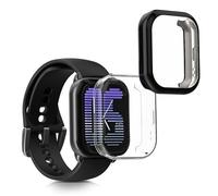 kwmobile Set 2x Custodia Smartwatch Compatibile con Amazfit Active (A2211) Cover - Case Silicone Protezione Orologio Fitness trasparente/nero
