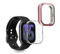 kwmobile Set 2x Custodia Smartwatch Compatibile con Amazfit Active (A2211) Cover - Case Silicone Protezione Orologio Fitness trasparente/rosa