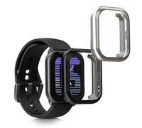 kwmobile Set 2x Custodia Smartwatch Compatibile con Amazfit Active (A2211) Cover - Case Silicone Protezione Orologio Fitness nero/argento