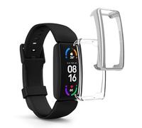 kwmobile Set 2x Custodia Smartwatch Compatibile con Fitbit Inspire 3 / Inspire 2 / Ace 3 Cover - Case Silicone Protezione Orologio Fitness trasparente/argento
