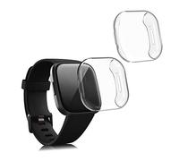 kwmobile Set 2x Custodia Smartwatch Compatibile con Fitbit Versa 3 / Sense Cover - Case Silicone Protezione Orologio Fitness trasparente