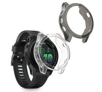 kwmobile Set 2x Custodia Smartwatch Compatibile con Garmin Forerunner 570 42mm Cover - Case Trasparente Protezione Orologio Fitness - nero/trasparente