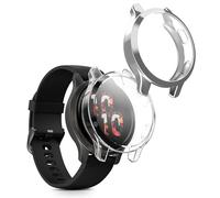 kwmobile Set 2x Custodia Smartwatch Compatibile con Garmin Garmin Venu 2S / vivoactive 4S Cover - Case Silicone Protezione Orologio Fitness trasparente/argento