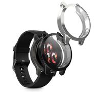 kwmobile Set 2x Custodia Smartwatch Compatibile con Garmin Garmin Venu 2S / vivoactive 4S Cover - Case Silicone Protezione Orologio Fitness argento/grigio scuro
