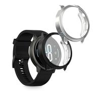 kwmobile Set 2x Custodia Smartwatch Compatibile con Garmin Venu 4 45mm Cover - Case Silicone Protezione Orologio Fitness nero/argento