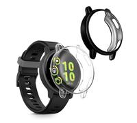 kwmobile Set 2x Custodia Smartwatch Compatibile con Garmin vivoactive 5 / active 5 Cover - Case Silicone Protezione Orologio Fitness trasparente/nero