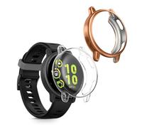 kwmobile Set 2x Custodia Smartwatch Compatibile con Garmin vivoactive 5 / active 5 Cover - Case Silicone Protezione Orologio Fitness trasparente/oro rosa