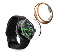 kwmobile Set 2x Custodia Smartwatch Compatibile con Google Pixel Watch 4 41mm Cover - Case Silicone Protezione Orologio Fitness trasparente/oro rosa