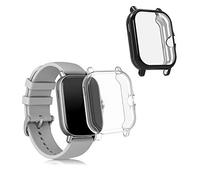kwmobile Set 2x Custodia Smartwatch Compatibile con Huami Amazfit GTS 2 / Amazfit GTS 2e Cover - Case Silicone Protezione Orologio Fitness nero/trasparente