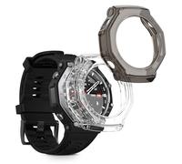 kwmobile Set 2x Custodia Smartwatch Compatibile con Huami Amazfit T-Rex 3 Cover - Case Trasparente Protezione Orologio Fitness - trasparente/nero