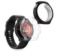 kwmobile Set 2x Custodia Smartwatch Compatibile con Huawei Watch 5 42mm Cover - Case Silicone Protezione Orologio Fitness trasparente/nero