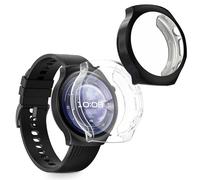 kwmobile Set 2x Custodia Smartwatch Compatibile con Huawei Watch 5 46mm Cover - Case Silicone Protezione Orologio Fitness trasparente/nero