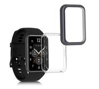 kwmobile Set 2x Custodia Smartwatch Compatibile con Huawei Watch Fit 2 Cover - Case Silicone Protezione Orologio Fitness trasparente/antracite