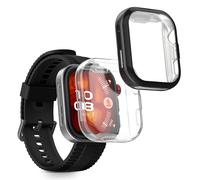 kwmobile Set 2x Custodia Smartwatch Compatibile con Huawei Watch Fit 4 Pro Cover - Case Silicone Protezione Orologio Fitness trasparente/nero