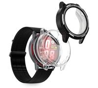 kwmobile Set 2x Custodia Smartwatch Compatibile con Huawei Watch GT Runner 2 Cover - Case Silicone Protezione Orologio Fitness nero/trasparente