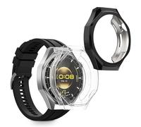 kwmobile Set 2x Custodia Smartwatch Compatibile con Huawei Watch GT6 Pro 46mm Cover - Case Silicone Protezione Orologio Fitness nero/trasparente